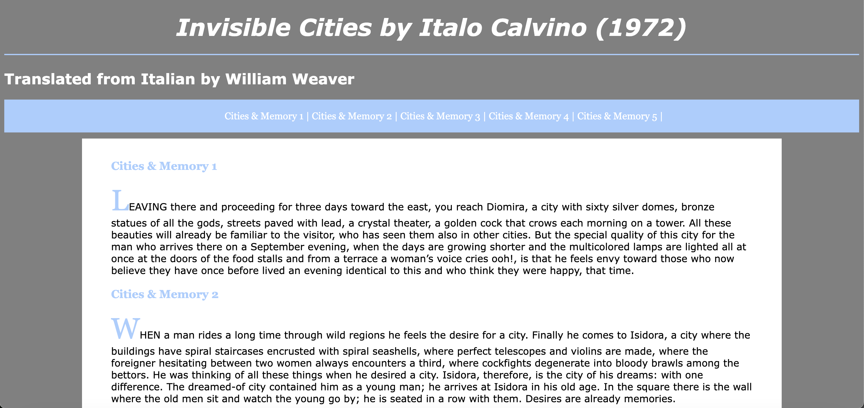 Photo of Calvino Project